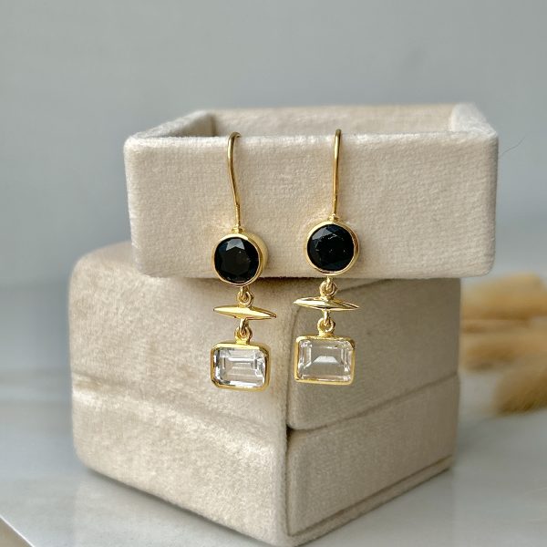 Liz | Black Garnet & White Topaz | Earrings