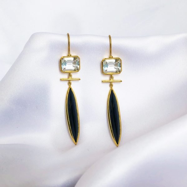 White Topaz & Black Onyx | Earrings