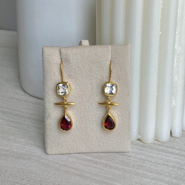 Esther | Garnet & White Topaz | Drop | Earrings