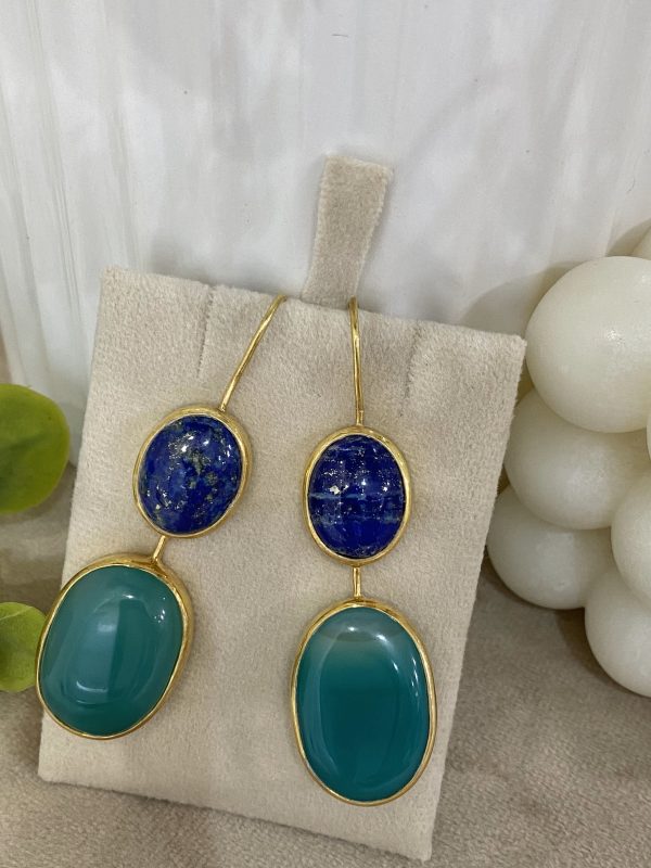 Lapis and Green Onyx Earrings