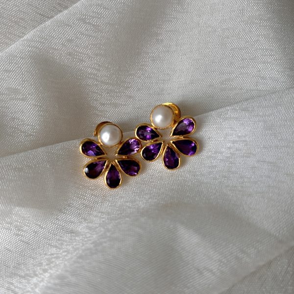 Daisy | Amethyst & Cultured Pearl | Earrings