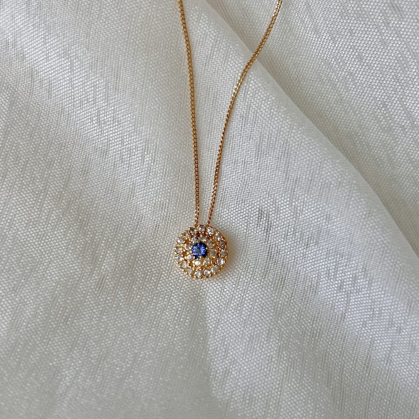 Evil Eye Necklace | Blue Sapphire & Cubic Zirconia