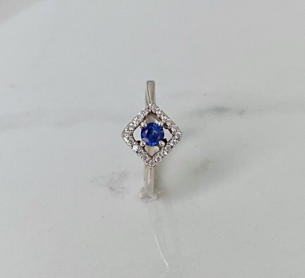 Natural Blue Sapphire & Zircon Ring - Image 2