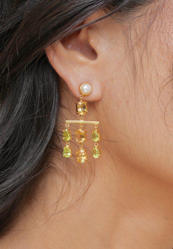 Delilah | Pearl, Citrine & Peridot | Earrings - Image 2