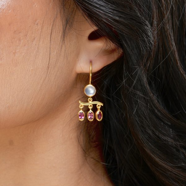 Savannah | Moonstone & Pink Tourmaline | Earrings - Image 2