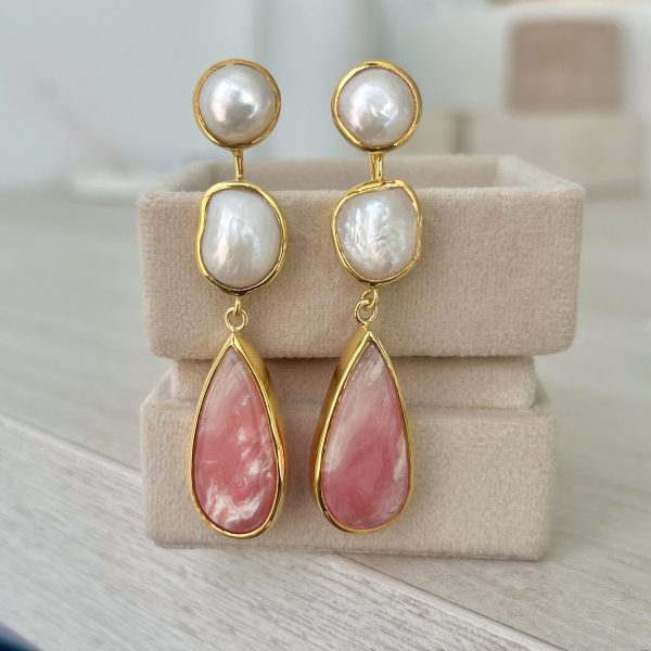 One Off | Pearl & Pink Opal Earrings