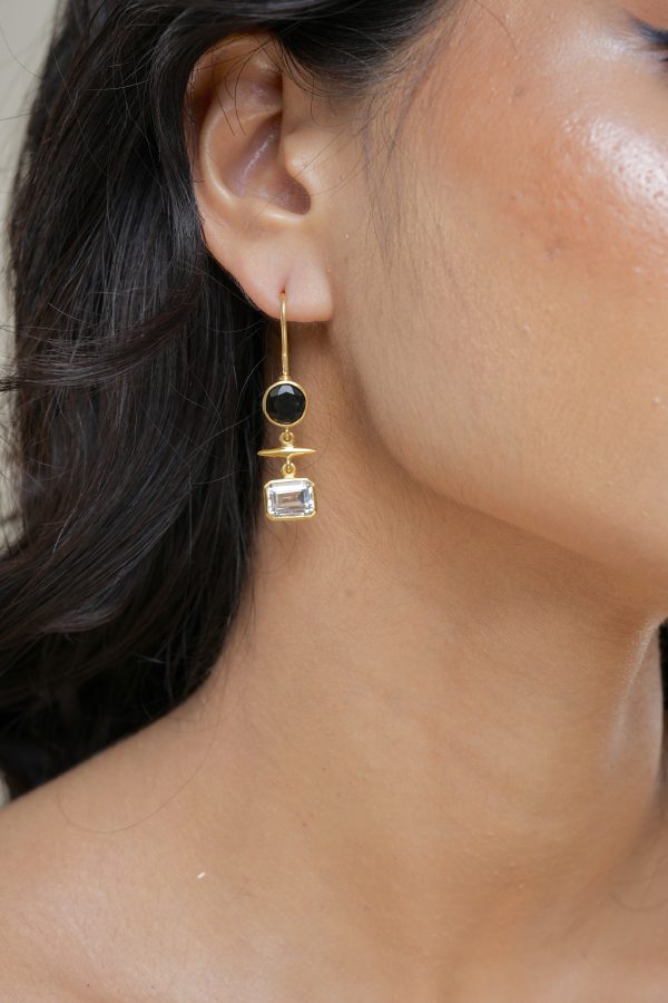 Liz | Black Garnet & White Topaz | Earrings - Image 2