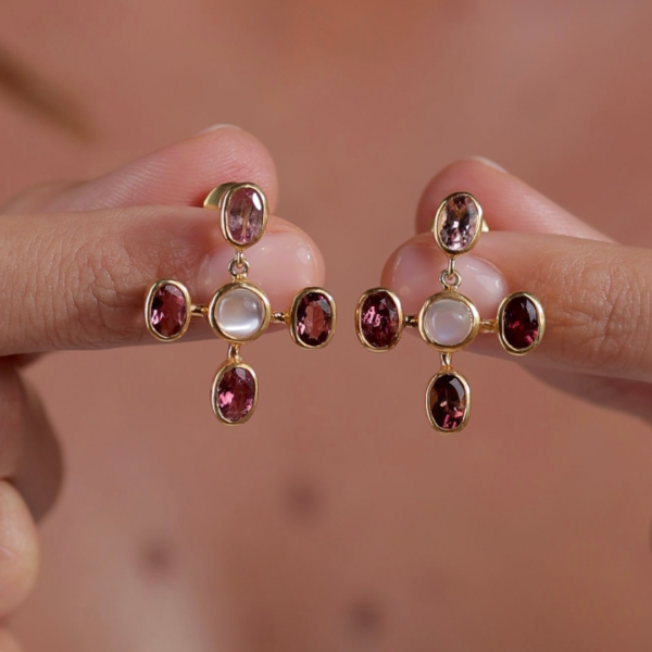 Aria | Moonstone & Pink Tourmaline | Earrings