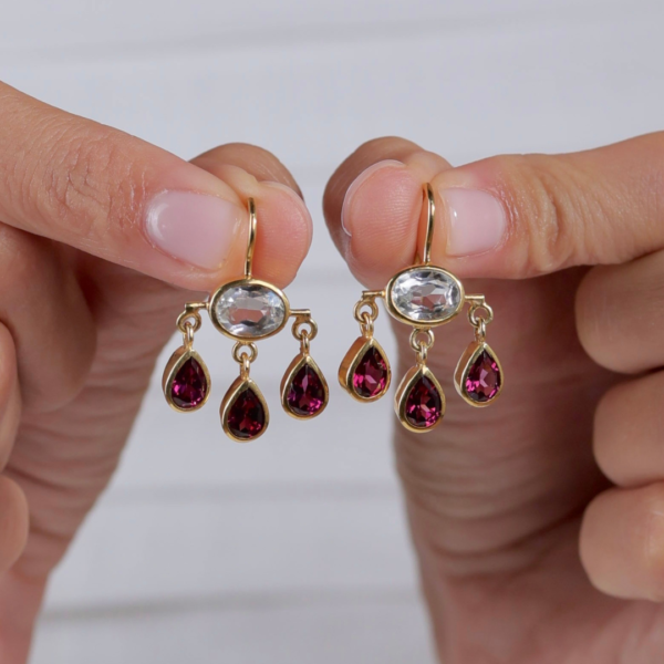 Scarlette | White Topaz & Rose Garnet | Earrings