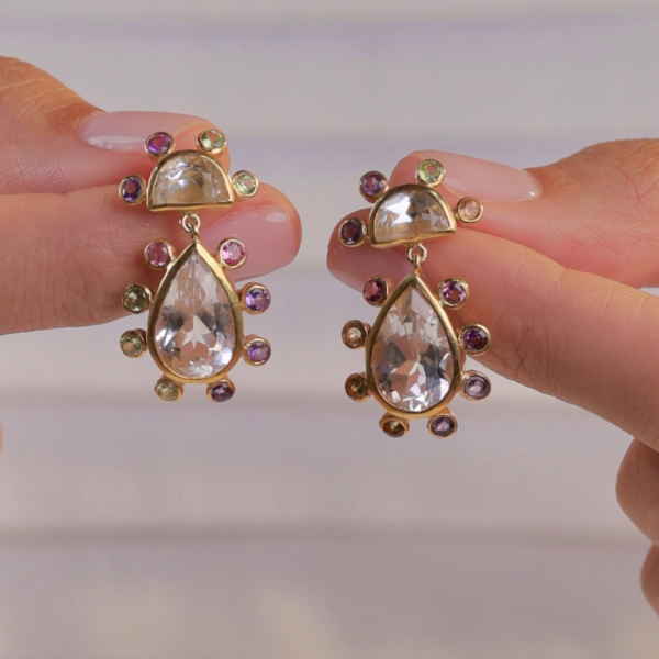 Juliette | White Topaz, Peridot, Amethyst & Pink Tourmaline | Earrings