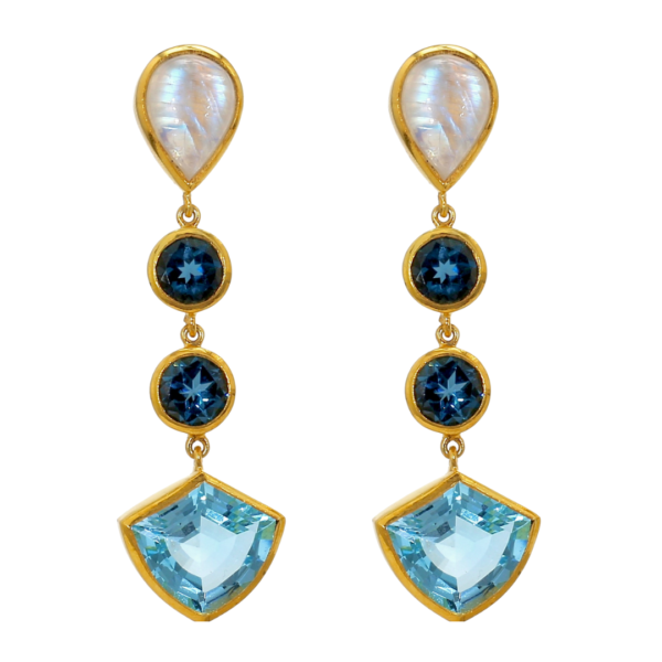 One Off | Moonstone, London Blue Topaz & Sky Blue Topaz | Earring