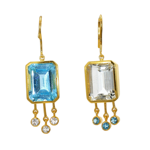 Sky Blue Topaz & White Topaz Earring