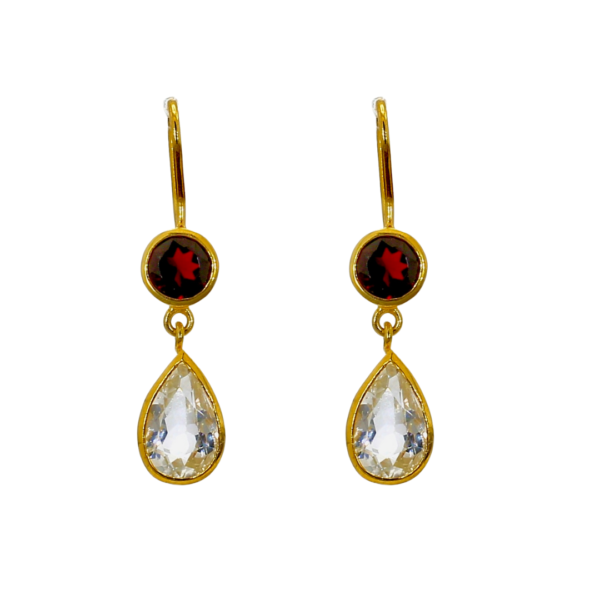 Madi | White Topaz & Garnet | Earring