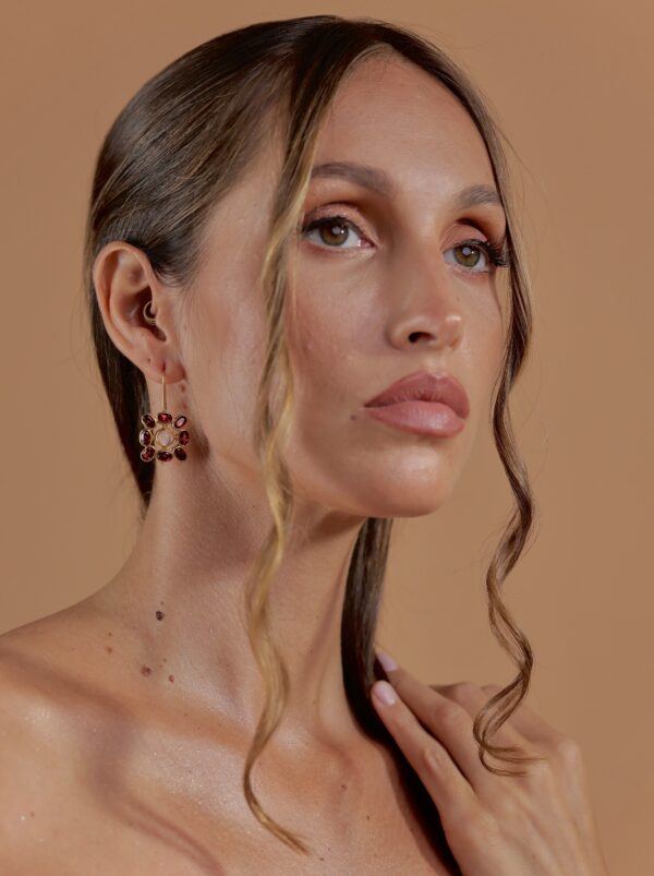 Meera | Moonstone & Garnet Earrings - Image 2