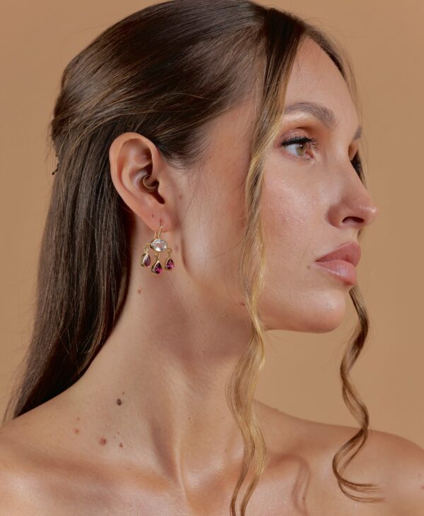 Scarlette | White Topaz & Rose Garnet | Earrings - Image 2