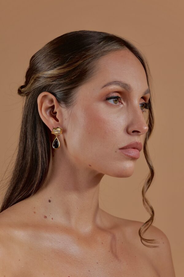 Skyler | White Topaz & Smokey Quartz | Earrings - Image 2