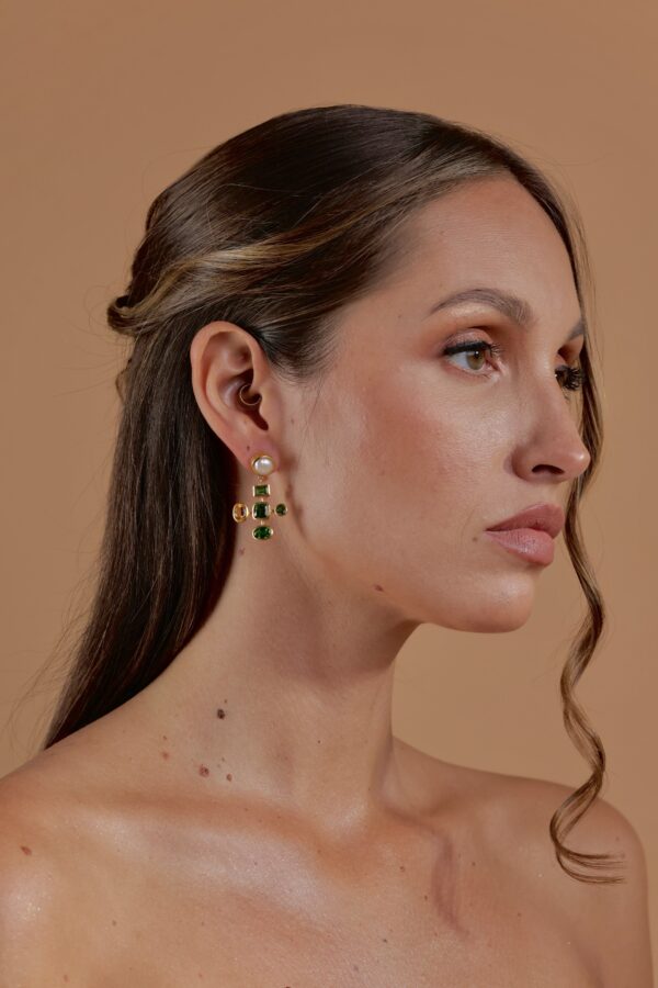 Zara | Pearl, Chromium Diopside & Citrine | Earrings - Image 2