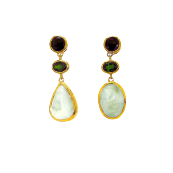 Chromium Dioxide & Prehnite Earring