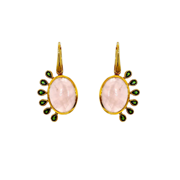 Chromium Dioxide & Rose Quartz Earring