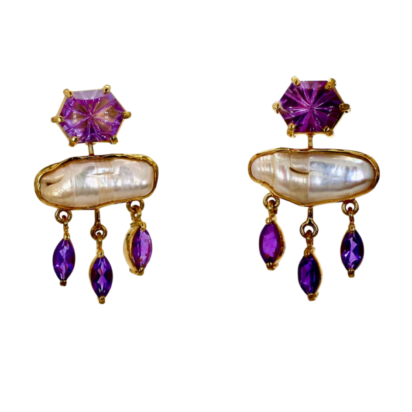 One Off | Amethyst & Pearl | Earring