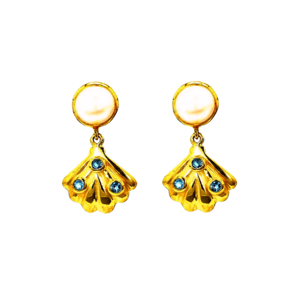 Muriel | Pearl & Swiss Blue Topaz | Earring